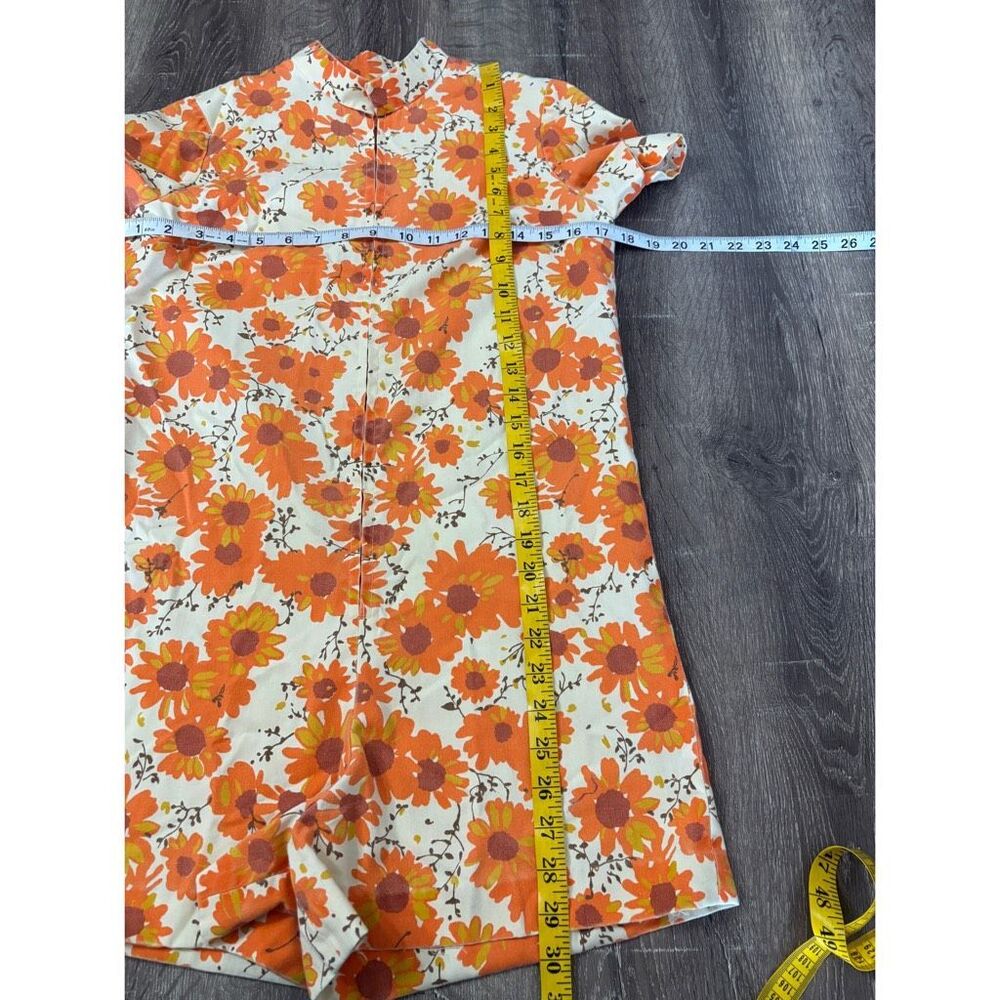 vintage 70s floral short sleeve zip up romper jumpsuit - Picture 7 of 9